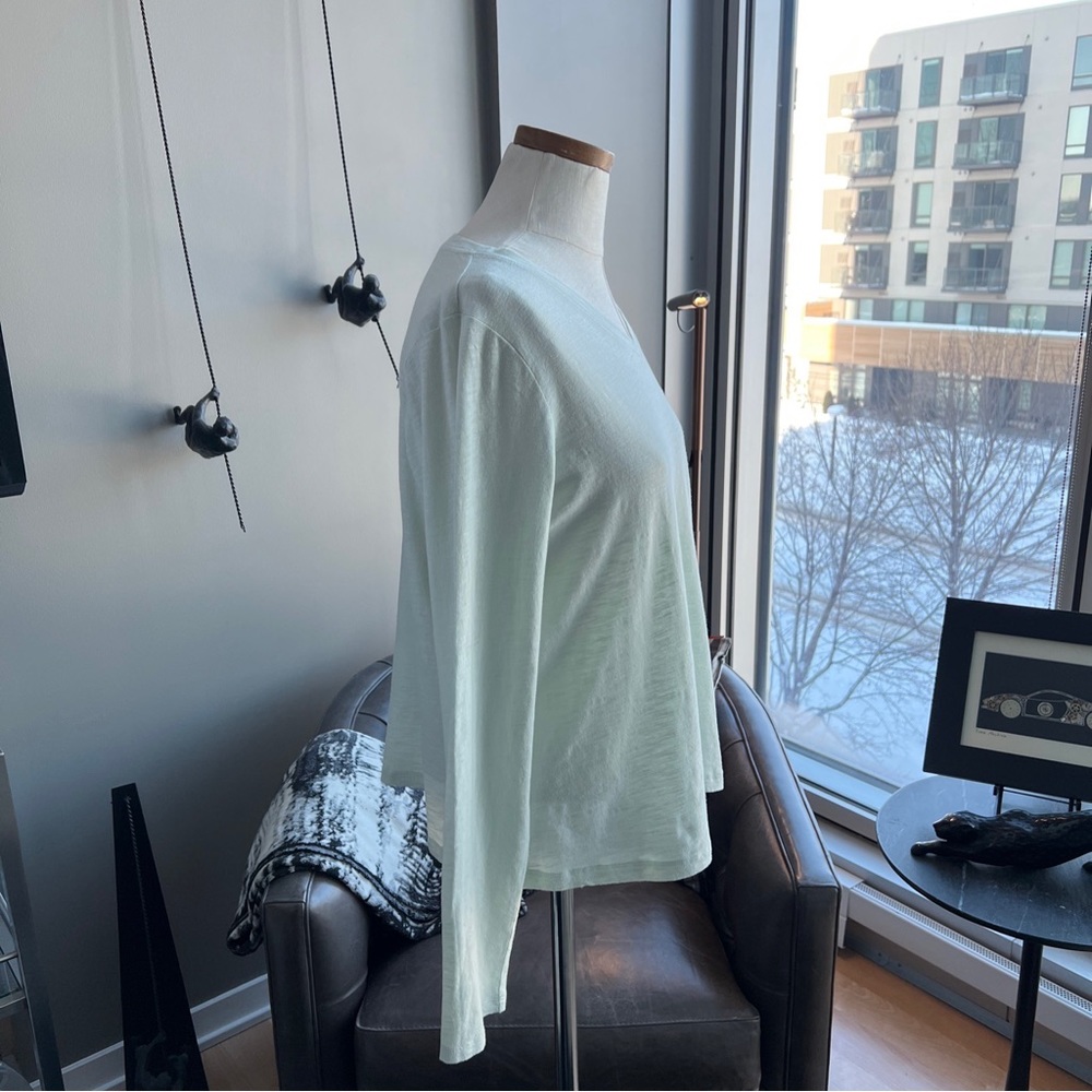 New Eileen Fisher Organic Cotton Slub Long Sleeve Tee in Young Fern - Picture 2 of 6